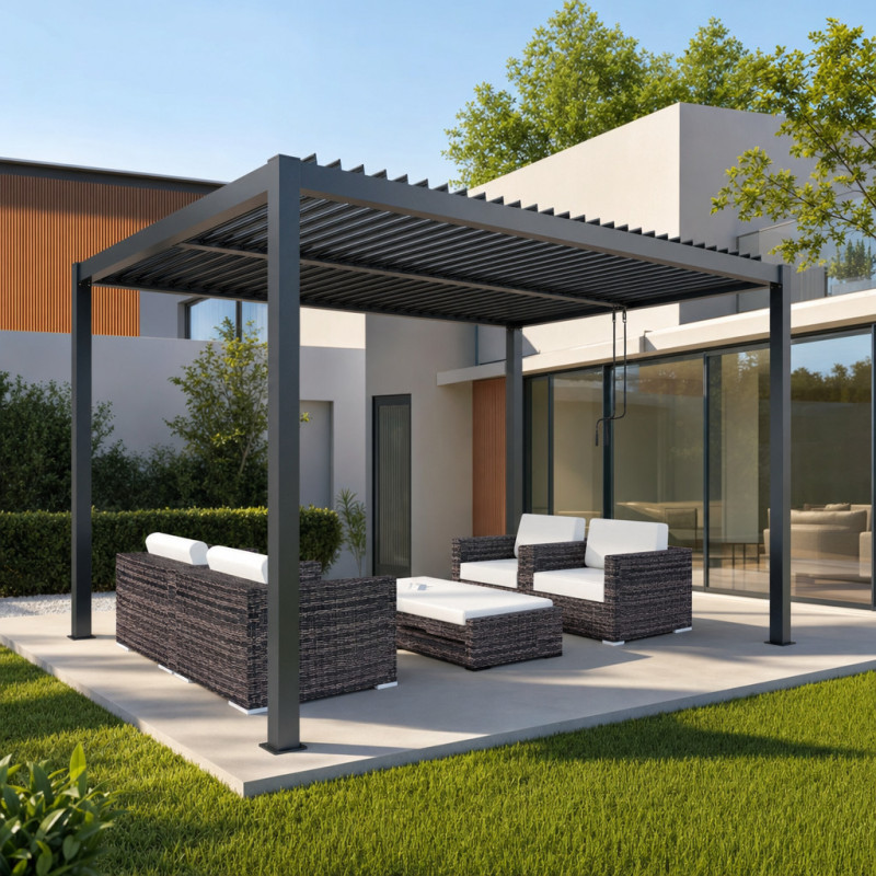 X-Metal Pergolas bioclimatiques Gris Aluminium 12m²