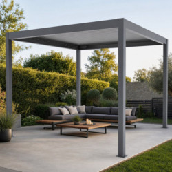 X-Metal Pergolas bioclimatiques Gris Aluminium 16m²