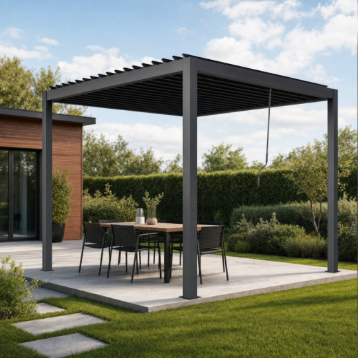 X-Metal Pergolas bioclimatiques Gris Acier galvanisé 9m²