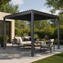 X-Metal Pergolas bioclimatiques Gris Acier galvanisé 9m²