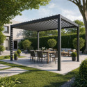 X-Metal Pergolas bioclimatiques Gris Acier galvanisé 12m²