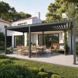 X-Metal Pergolas bioclimatiques Gris Acier galvanisé 17.40m²