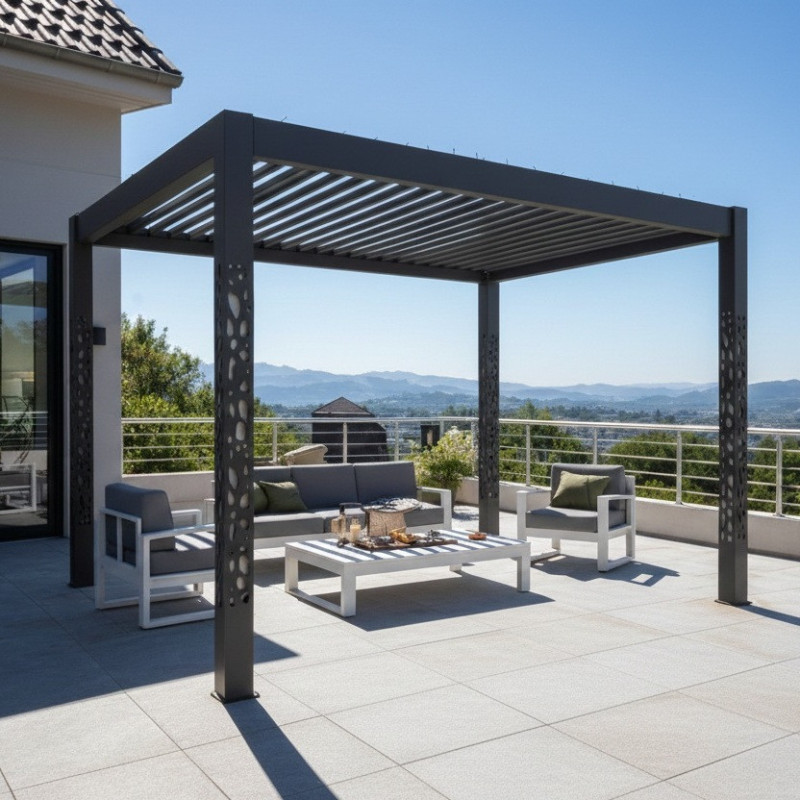 Habrita Pergolas bioclimatiques Gris Aluminium 11.9m²