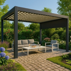 Habrita Pergolas bioclimatiques Gris Aluminium 11.9m²