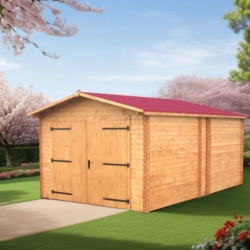 Habrita Garage bois Marron Bois massif 18.90m²
