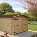 Habrita Garage bois Marron Bois massif 18.90m²