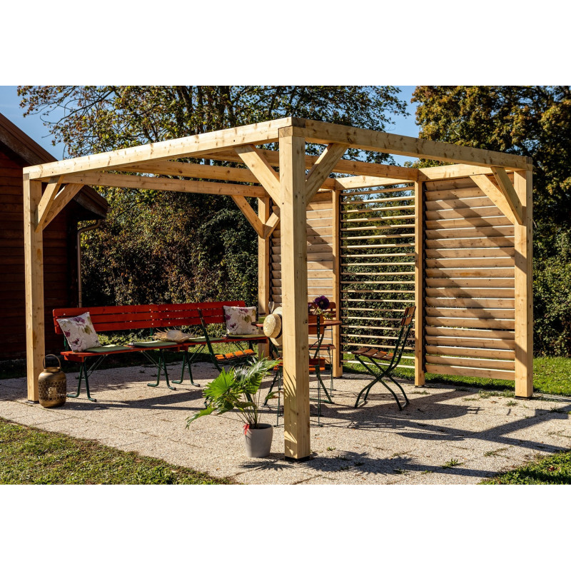 Habrita Tonnelles de jardin Marron Bois massif 10.6m²