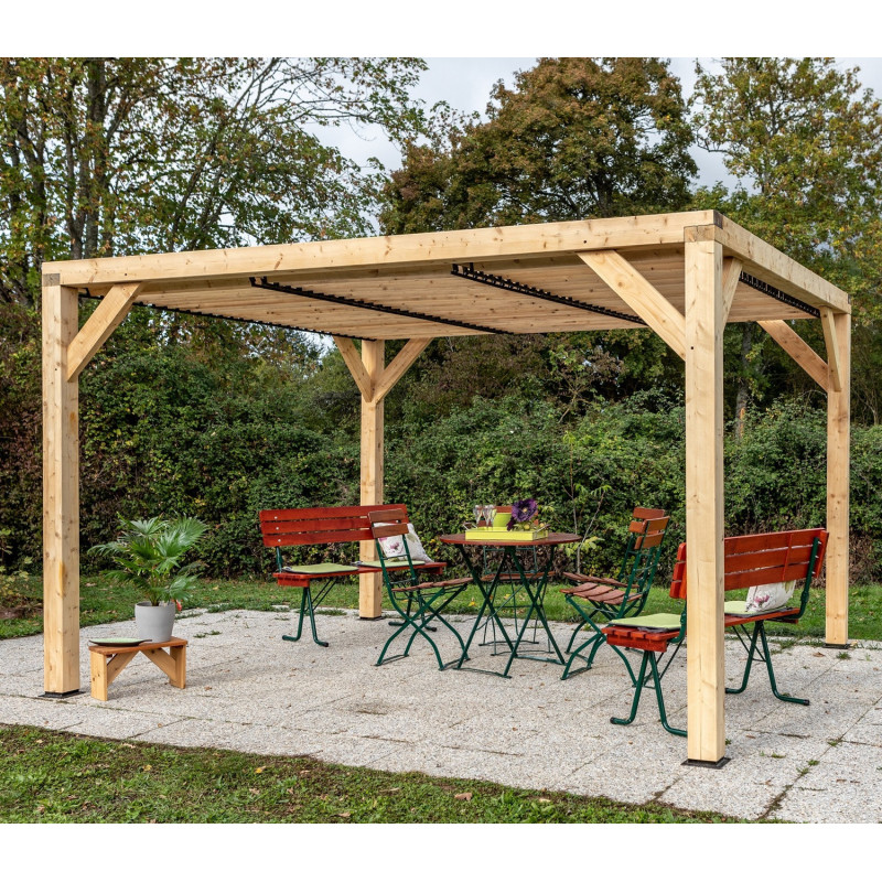Habrita Tonnelles de jardin Marron Bois massif 12.2m²