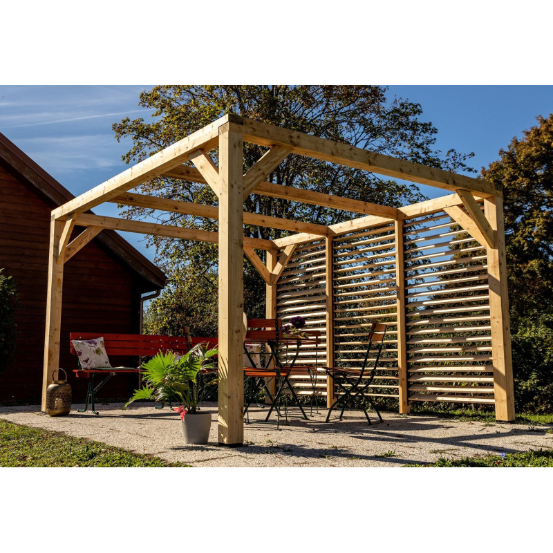 Habrita Tonnelles de jardin Marron Bois massif 12.2m²