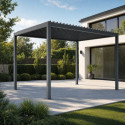 X-Metal Pergolas bioclimatiques Gris Aluminium 12m²
