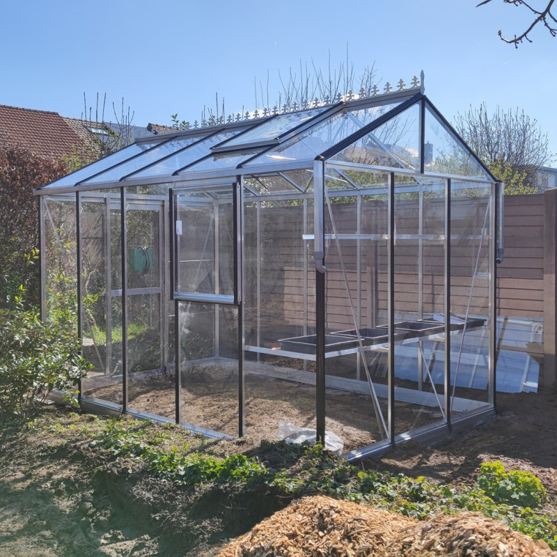 Filclair Serre de jardin en verre Gris 8.44m²