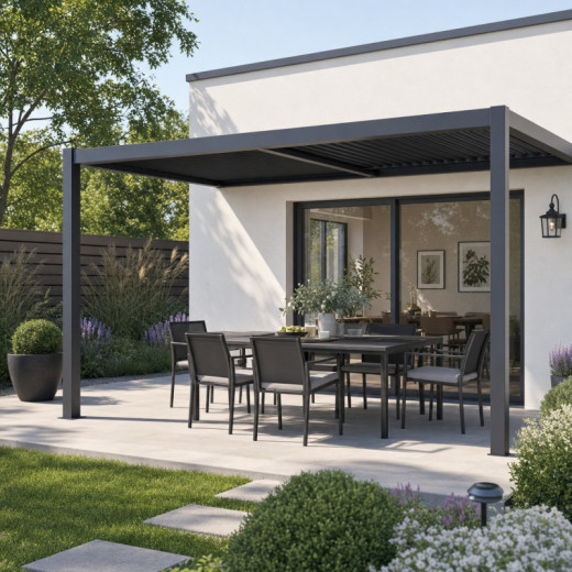 X-Metal Pergolas bioclimatiques Gris Aluminium 12m²