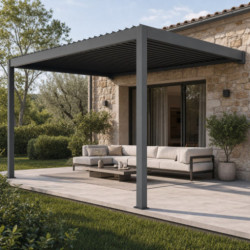 X-Metal Pergolas bioclimatiques Gris Aluminium 9m²