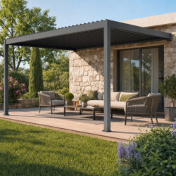 X-Metal Pergolas bioclimatiques Gris Aluminium 12m²