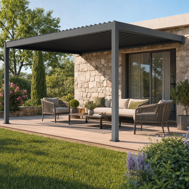 X-Metal Pergolas bioclimatiques Gris Aluminium 12m²