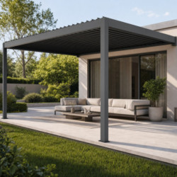 X-Metal Pergolas bioclimatiques Gris Aluminium 15m²