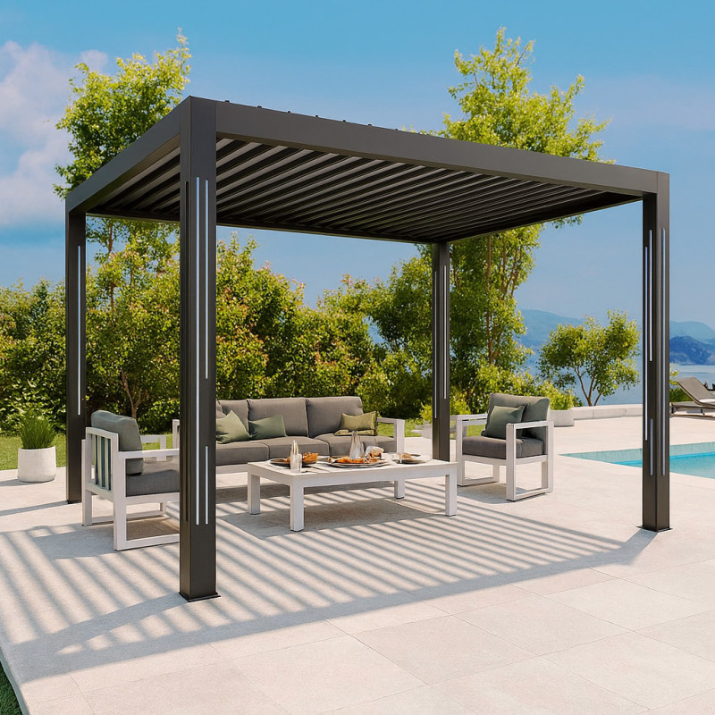 Habrita Pergolas bioclimatiques Gris Aluminium 11.9m²