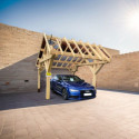 Habrita Carport Marron Bois massif 12.25m²