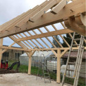 Habrita Carport Marron Bois massif 12.25m²