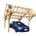 Habrita Carport Marron Bois massif 12.25m²