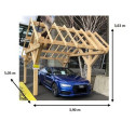 Habrita Carport Marron Bois massif 12.25m²
