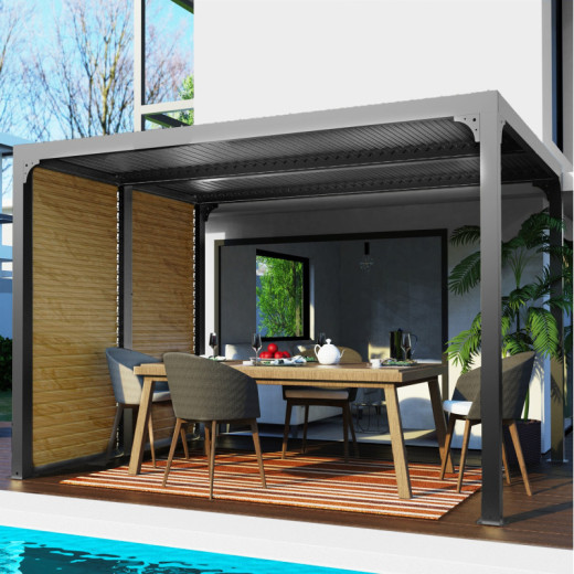 Habrita Pergolas bioclimatiques Gris Aluminium 7.2m²