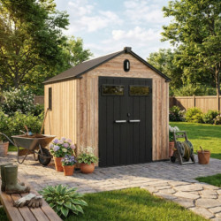 Jôbu Abri de jardin résine Bois naturel Polypropylène 5.5m²