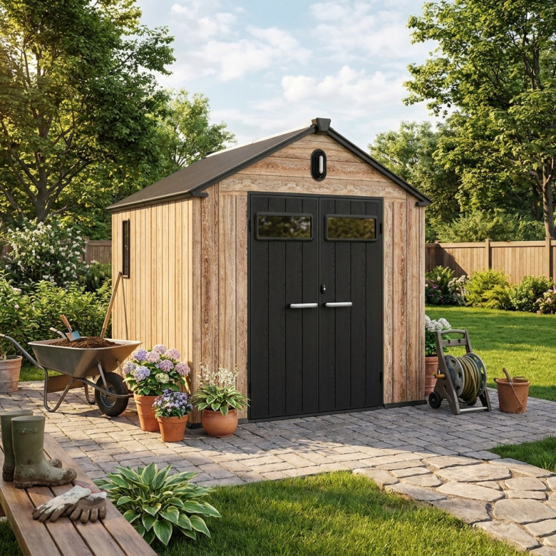 Jôbu Abri de jardin résine Bois naturel Polypropylène 5.5m²