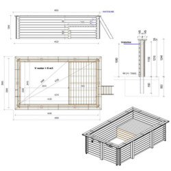 Gardenas Carport Marron Bois massif 17m²
