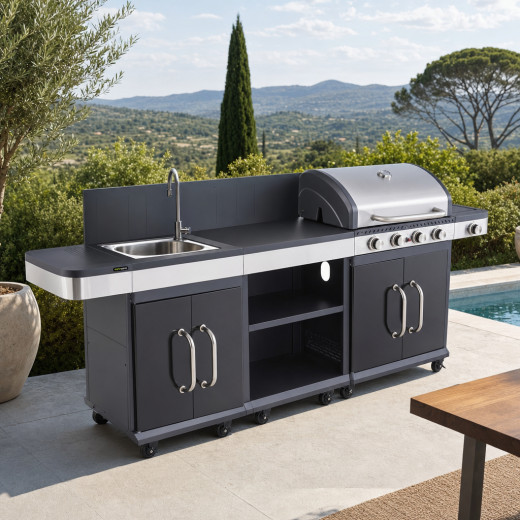 Cuisine extérieure FIDGI 3 barbecue gaz + évier - Cook'in Garden