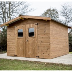 Habrita Abri de jardin bois 10 à 15 m² Bois massif Marron 9m²