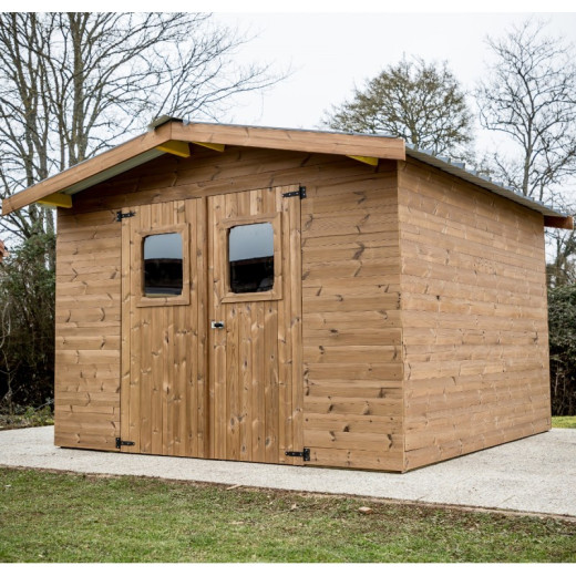 Habrita Abri de jardin bois 10 à 15 m² Bois massif Marron 9m²