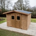 Habrita Abri de jardin bois 10 à 15 m² Bois massif Marron 9m²