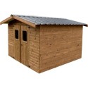 Habrita Abri de jardin bois 10 à 15 m² Bois massif Marron 9m²