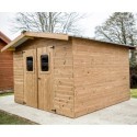 Habrita Abri de jardin bois 10 à 15 m² Bois massif Marron 9m²