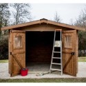 Habrita Abri de jardin bois 10 à 15 m² Bois massif Marron 9m²