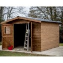Habrita Abri de jardin bois 10 à 15 m² Bois massif Marron 9m²