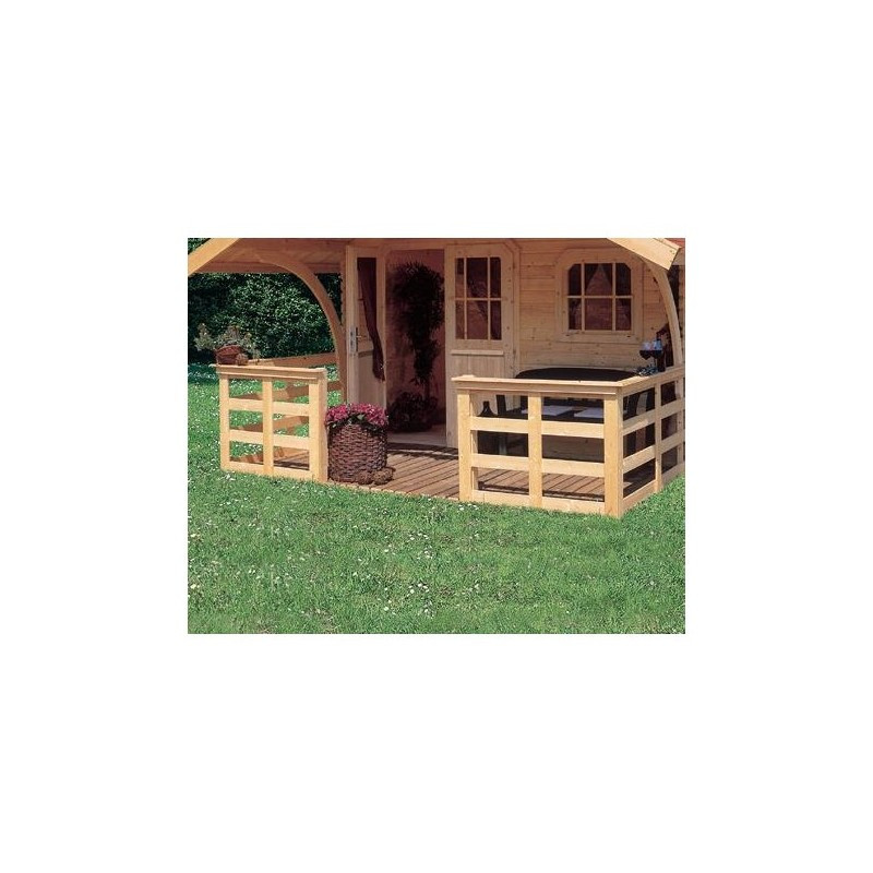 Terrasse en pin naturel 180cm pour abri de jardin Karibu