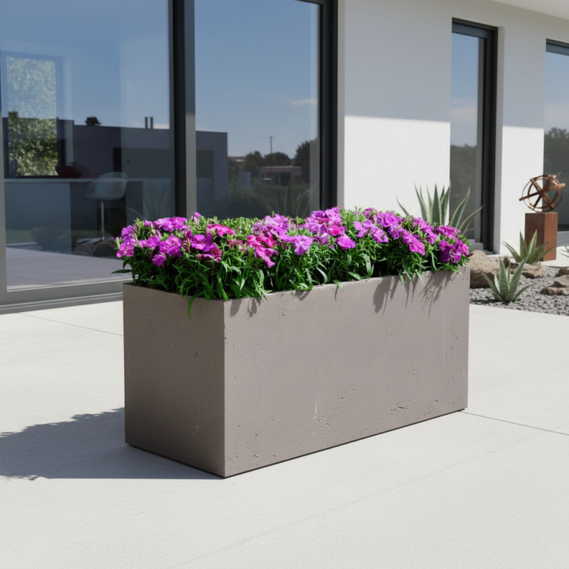 Jardinière en fibre de terre 100x45xH.45cm taupe
