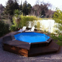 Piscine bois octogonale Diam 430cm OCEA toute équipée UBBINK