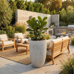 Vase haut pour plantes D56xH100cm  gris clair - Mega collections