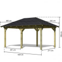 Kiosque rectangulaire en bois autoclave 12,4m² Perida – avec shingles – Karibu