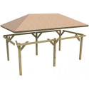 Kiosque rectangulaire en bois autoclave 12,4m² Perida – avec shingles – Karibu
