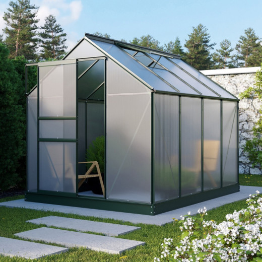 Serre de jardin Planet 5m² en aluminium émeraude et polycarbonate 6mm - Vitavia