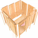 Sauna traditionnel d'angle LARIN avec poêle Easy Bio 9000W - avec porte moderne KARIBU
