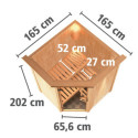 Sauna traditionnel d'angle LARIN poêle avec contrôle externe - porte moderne KARIBU
