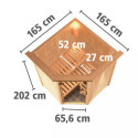 Sauna traditionnel d'angle LARIN avec poêle Easy Bio 9000W - porte moderne KARIBU