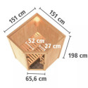 Sauna traditionnel d'angle LARIN avec poêle a contrôle intégré - avec porte en verre clair KARIB
