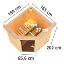 Sauna traditionnel d'angle TAURIN - poêle avec contrôle intégré - porte à économie d'énergie KARIBU
