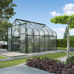 Serre de jardin Diana 9,9m² en aluminium émeraude et panneaux de polycarbonate 4mm - Vitavia